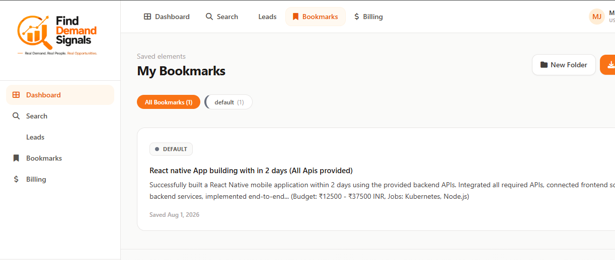 FindDemand Signals screenshot